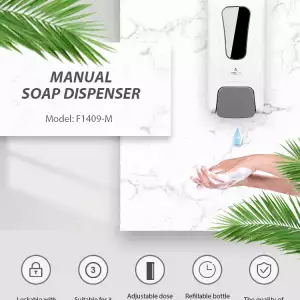 Wall Mounted Manual Hand Soap/Hand Sanitizer Dispenser 1000ml